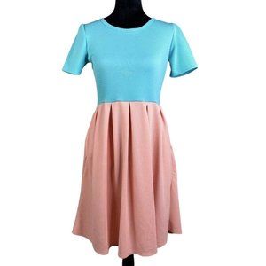 LuLaRoe Blue and Pink Midi Dress
